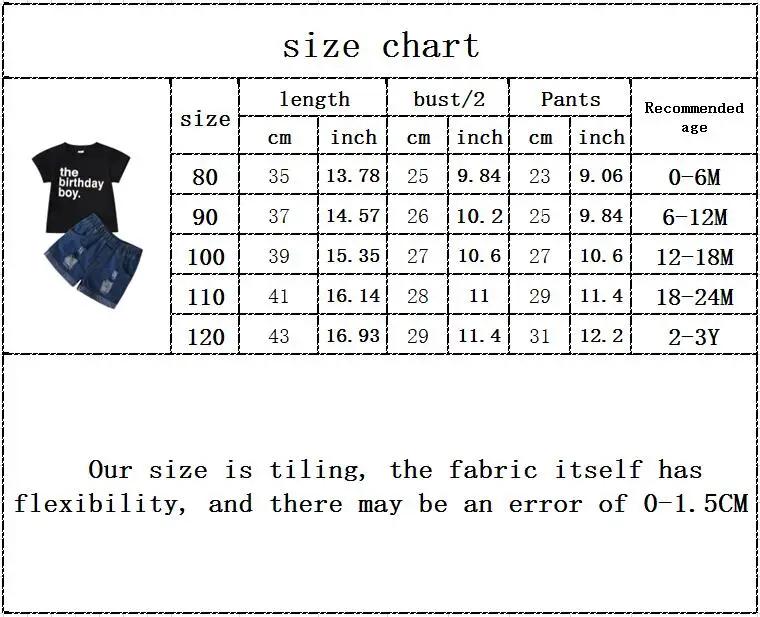 

New Baby Kids Boy Girls Cotton Kids Clothing Sets Clothes T-Shirt Cotton Short Pants Denim Hole Outfits Suits 0-3Y