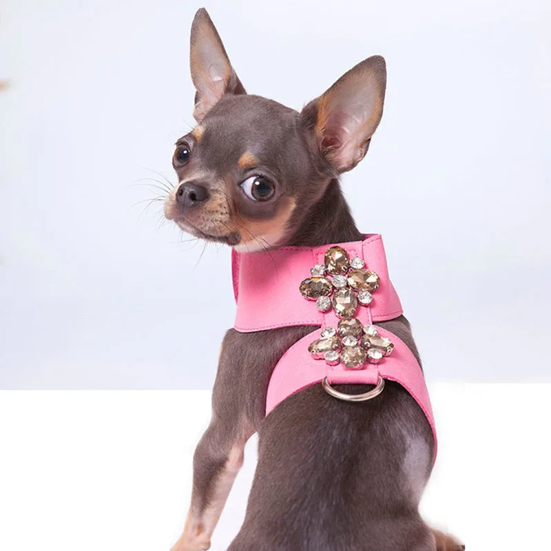 

Fashion Reflective Diamond Bling Rhinestone Dog Superfine Pet Harness Chest For Small Medium Dog Harnesses Vest Pet Supplies