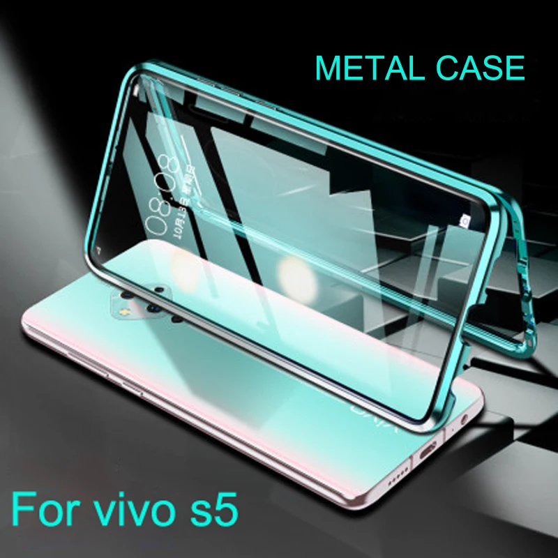 

Изумруд роскошный Магнитный адсорбционный Fip ЧЕХОЛ ДЛЯ Vivo S5, металлическая рамка, сомневающаяся крышка из закаленного стекла для VivoS5, защит...