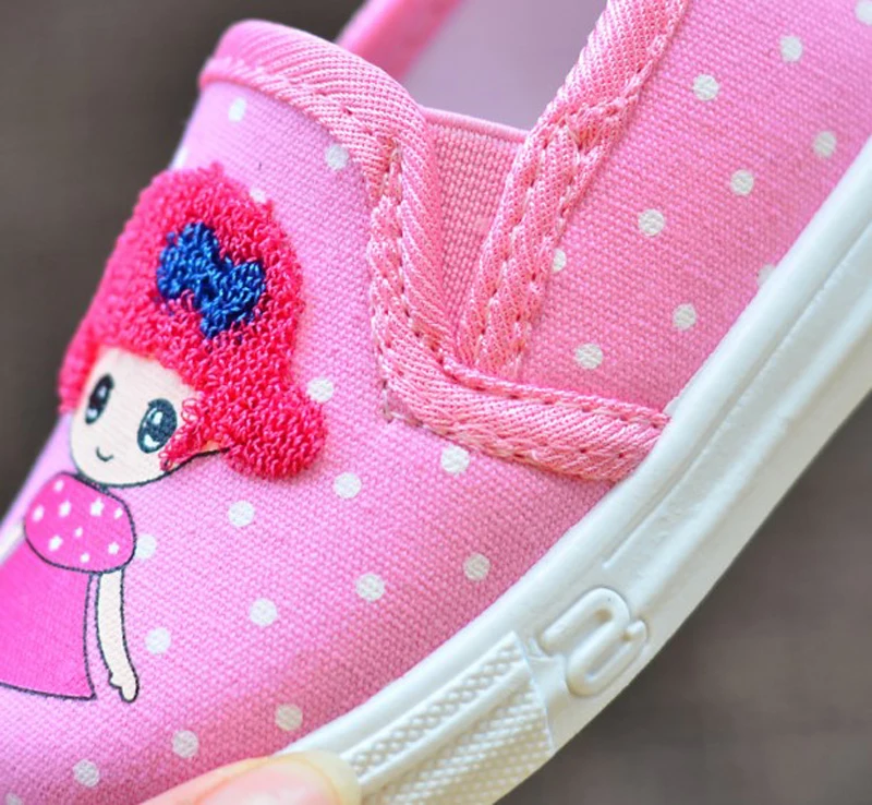 Girls Canvas Shoes Slip On Pink Denim Baby Loafers Kids Lovely Footwear Nina Zapatos Chaussure SandQ 2021 Spring Autumn New