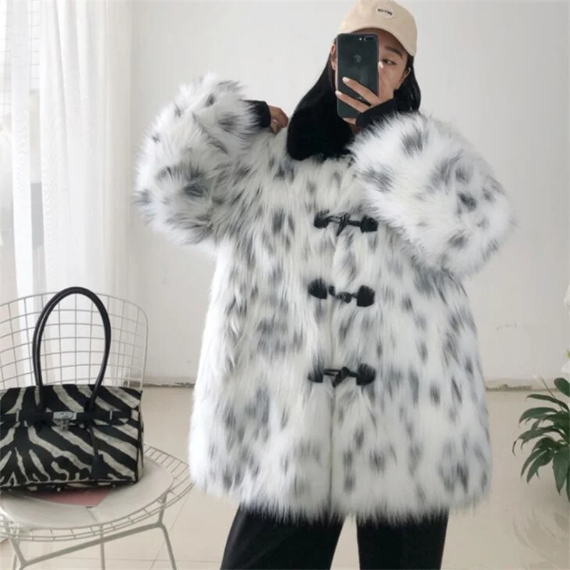 Women's fox fur coats autumn and winter new mid-length faux fur jackets warm clothes зимняя куртка женский дубленка женская