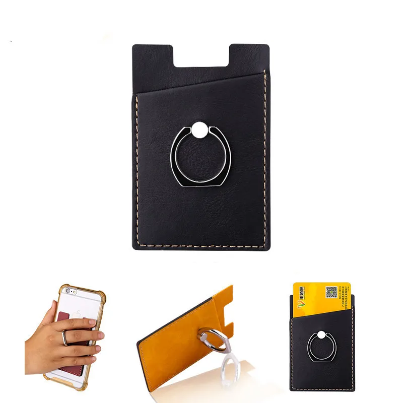 

100PCS 2 in 1 Mobile Phone Finger Ring Stand Leather Back Card Pocket Mobile Phone Holder with Card Pocket Adhesive Sticker