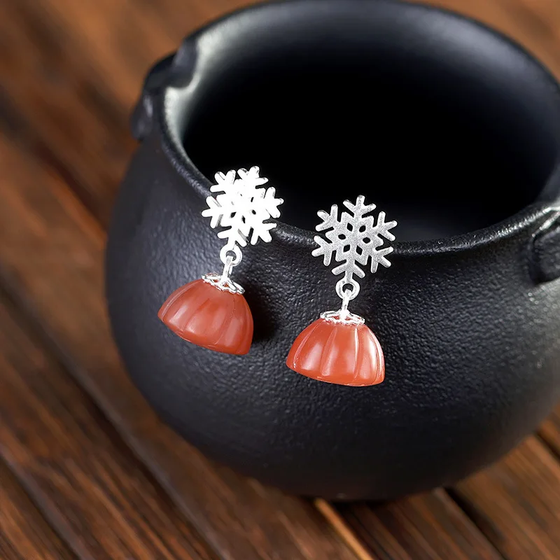 S925 Стерлинговое Серебро с инкрустированными натуральными южнокрасными