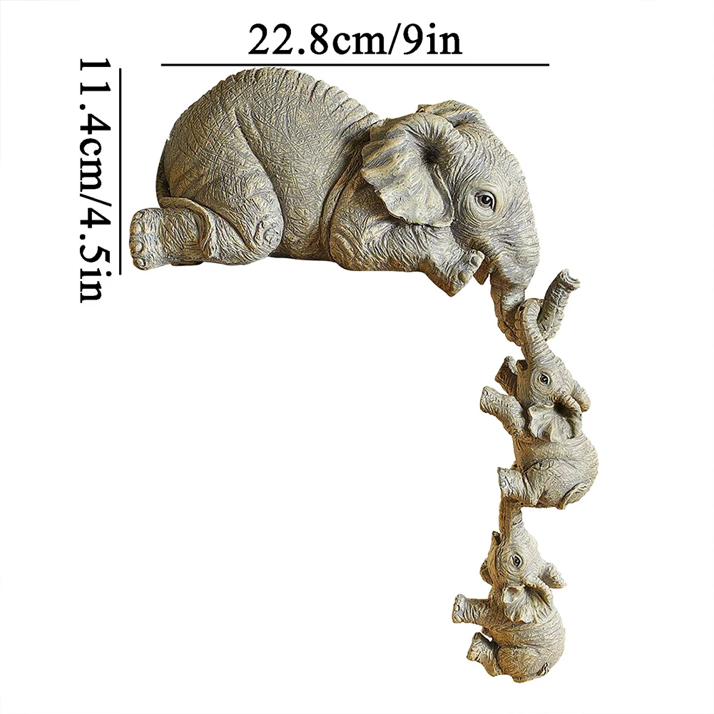 

3 pieces of elephant mother hanging 2 baby kawaii lucky decoration statue figurines resin crafts home living room decorations