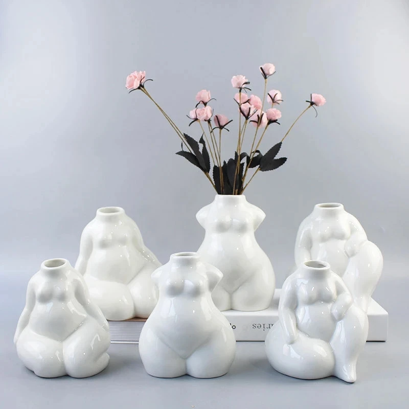 

Nude Girl Vase Abstract Artistic Ceramic Body Portrait Flower Arrangement Fat Woman Ornaments Modern Home Decoration Flower Vase