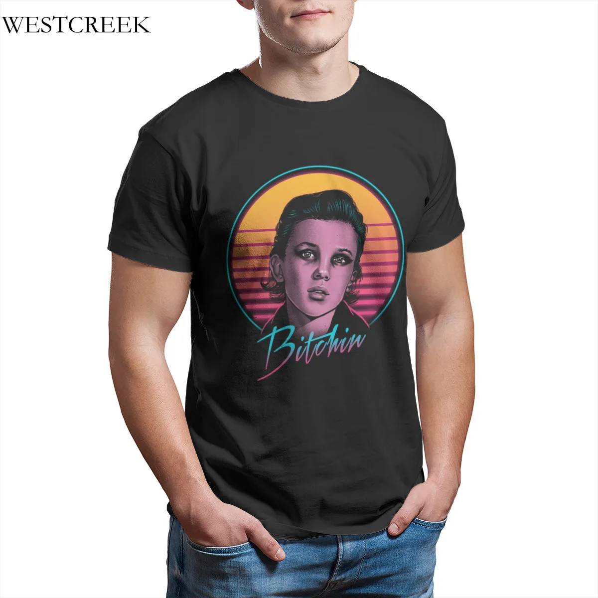 

Wholesale Men's T-Shirt Bitchin 180gsm/100% Cotton Games Sleeve Streetwear Tshirts 49512