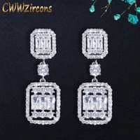 cwwzircons trendy luxury square shape drop dangle earrings for women cubic zirconia bridal party jewelry bohemia hot 2022 cz711