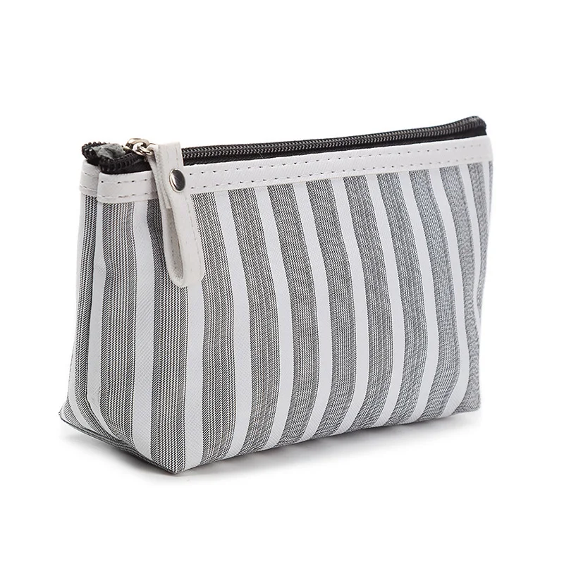 2019 Новая женская многофункциональная полосатая холщовая косметичка органайзер