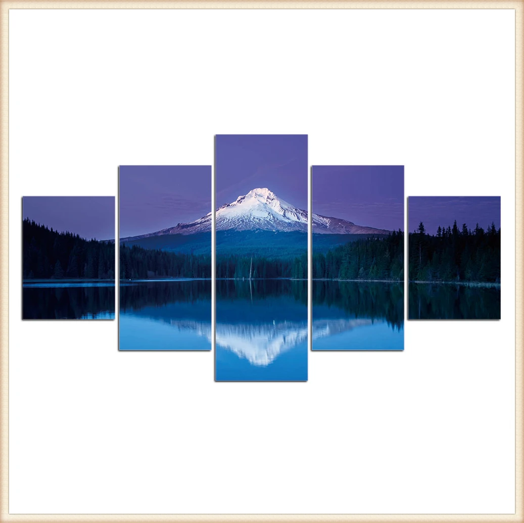 

Posters Wall Art Home Decor for Living Room Painting Wall Art Anime Poster HD 5 Pieces Scenic Snow-capped and Lakes Pictures
