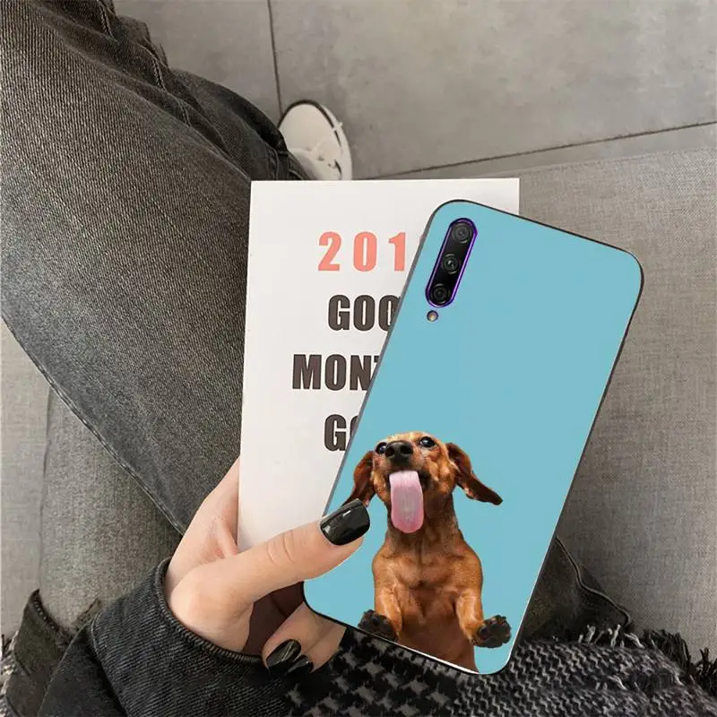 

FHNBLJ cute Dachshund Phone Case For Huawei Y6 7prime 9prime Y5 2019 Y5 Y6Prime 2018 Nova 3E mate10 20lite 20Pro funda case
