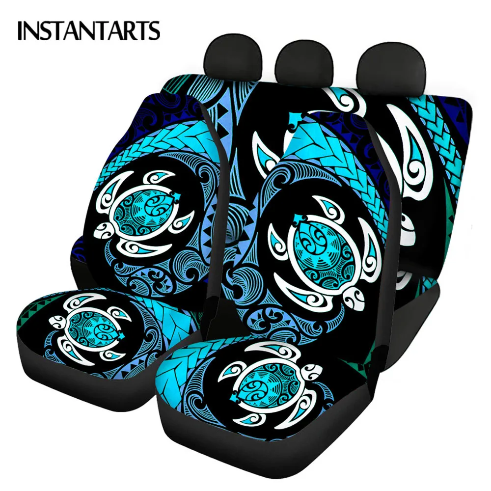 

INSTANTARTS Front&Rear Polynesian Sea Turtles Pattern Stylish Vehicle Seat Covers for Women Men Durable Car Interior Seat Covers