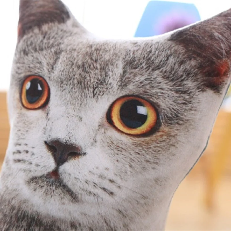 3d-подушка в форме кошки для дивана крутая плюшевая искусственная подушка мягкие