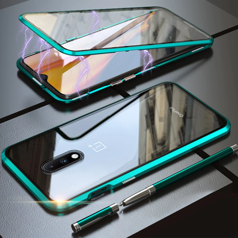 360 Полный Магнитный адсорбционный чехол для OnePlus 7 Pro металлический магнит бампер