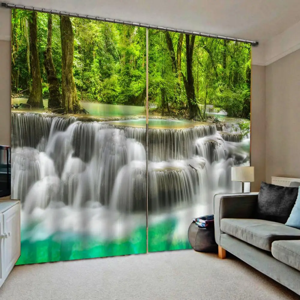 Фотопечать 3D Шторы &quotВодопад&quot ландшафтные шторы для гостиной спальни HD лесной