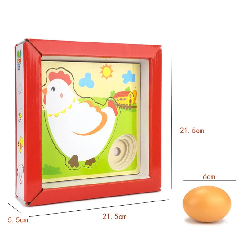 

Kids Montessori Toys Mulit-layer Chicken Hen Growing Up Cartoon Children Wooden Puzzles Panel Process Early Emulational Eggs Toy