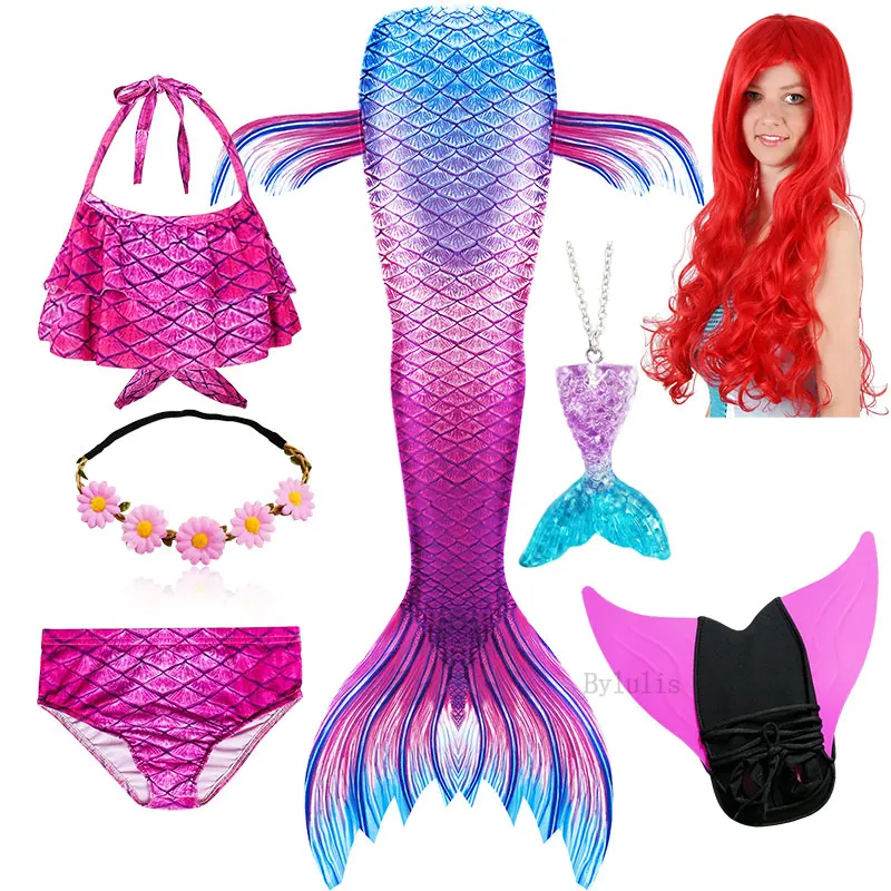 Детский Костюм Русалки с париком для девочек косплей-костюм хвостом и