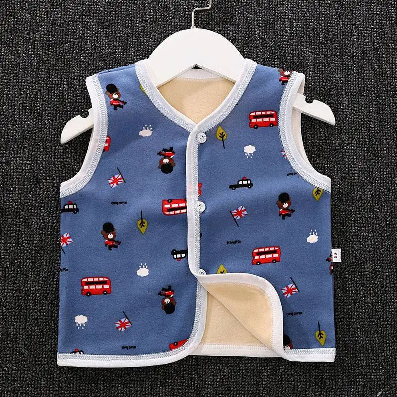 Children's Plus Velvet Vest For Boys Spring Autumn Wool Baby Fashion Waistcoat Girls Clothes Kids Tops Jackets | Детская одежда и
