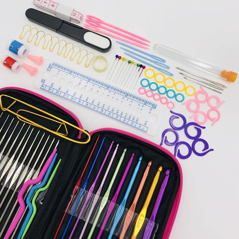 100Pcs/22Pcs DIY 22 Sizes Crochet Hooks Needles Stitches Knitting Craft Case agulha set Weaving Tools Sewing GYH | Дом и сад