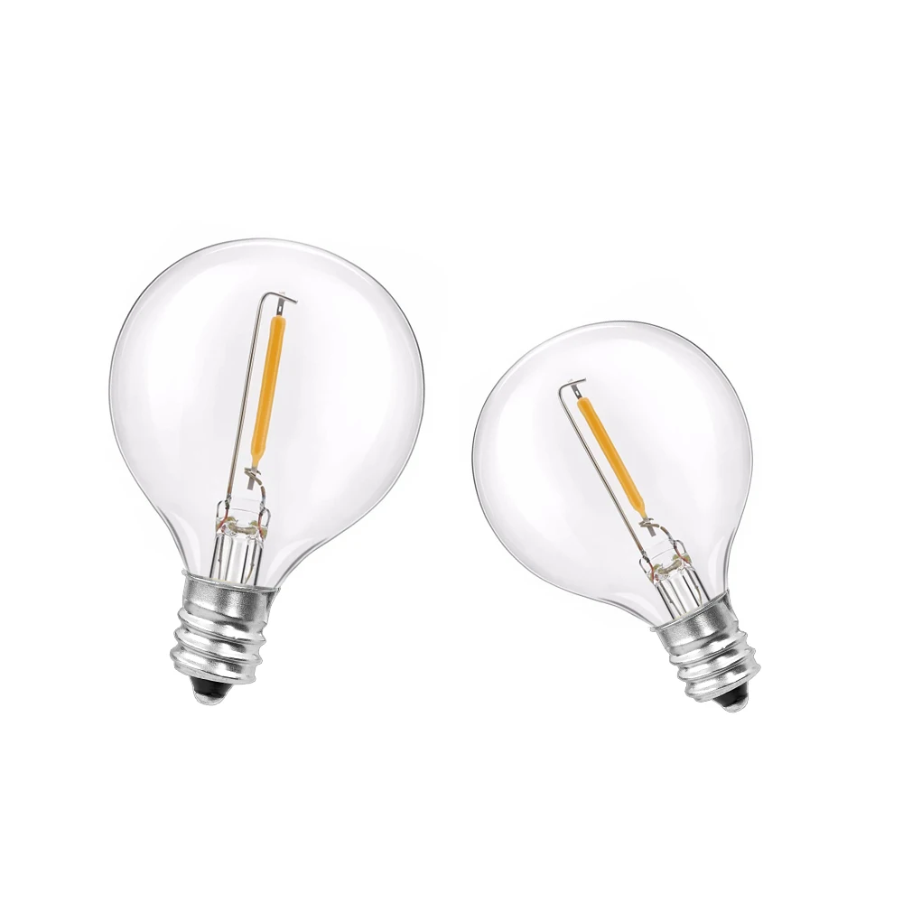 25 шт. G40 1 Вт Светодиодный строка Замена огней лампочки E12 220V 110V теплый белый 2700K светодиодный лампы заменить G40 5W 7W лампы накаливания