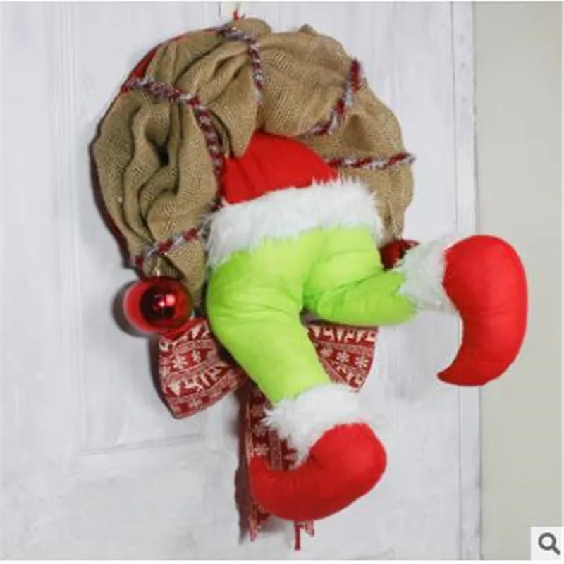 

Linen Christmas Thief Burlap Stealer Design Garlands Pendent Home Front Door Wreath Hoop Hanging Ornament Xmas Decoration 2020