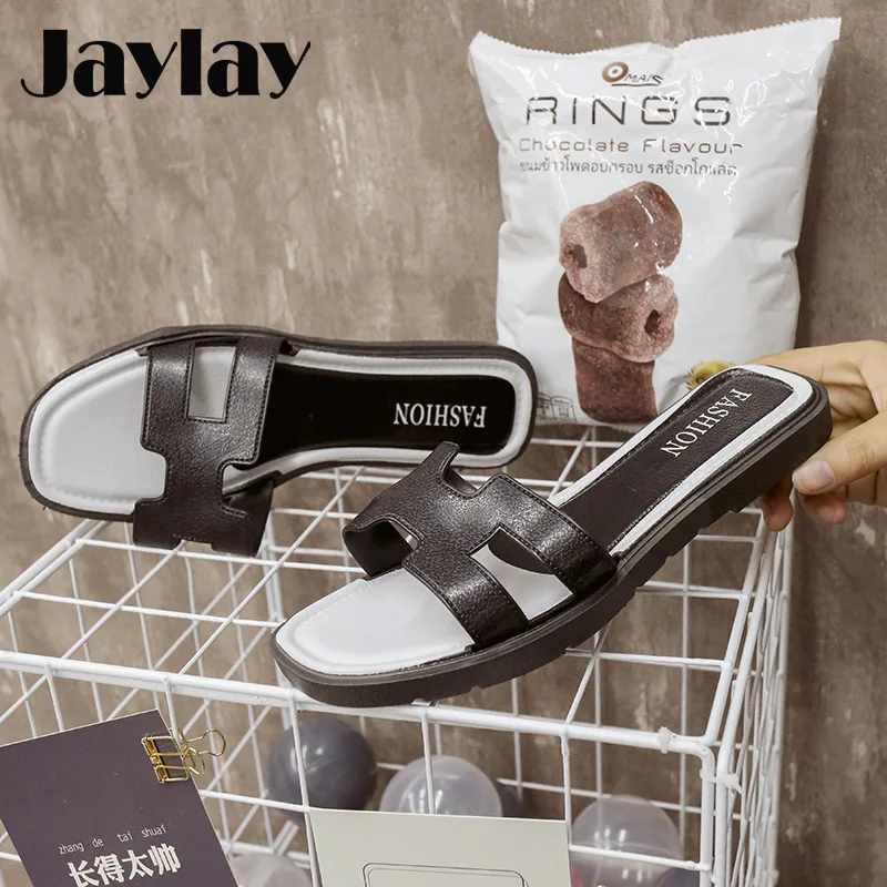 JAYLAY/Новинка 2020 года Женские Вьетнамки Женская пляжная обувь на плоской подошве