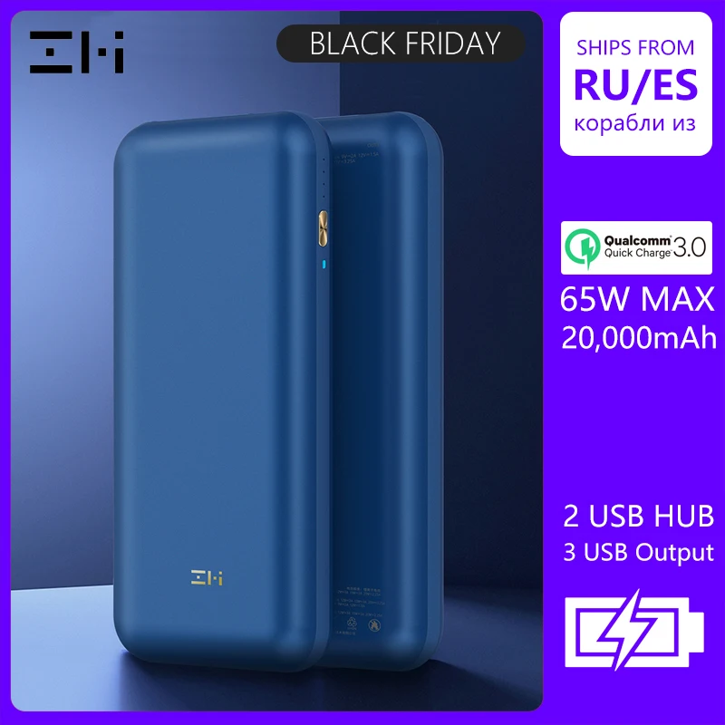 ZMI power Bank 20000 мАч Внешний аккумулятор портативный быстрая зарядка QC 3 0 зарядное