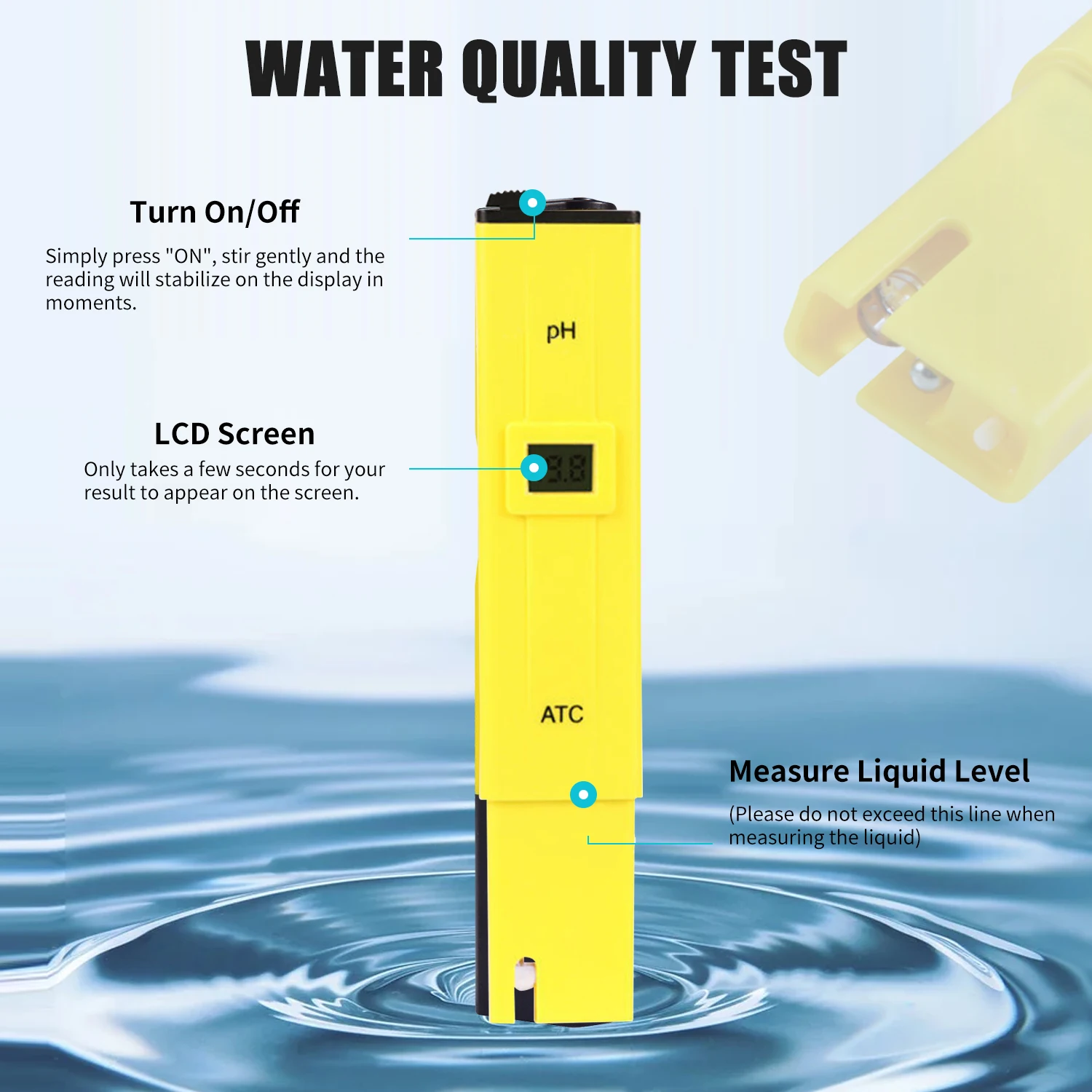

Digital PH Meter LCD Display Mini Water PH Tester Meter digital for Household Drinking Water Hydroponics Aquariums Swimming Pool