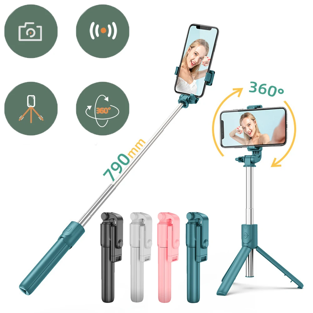 

Pink green wireless bluetooth foldable selfie stick tripod remote control for smartphone