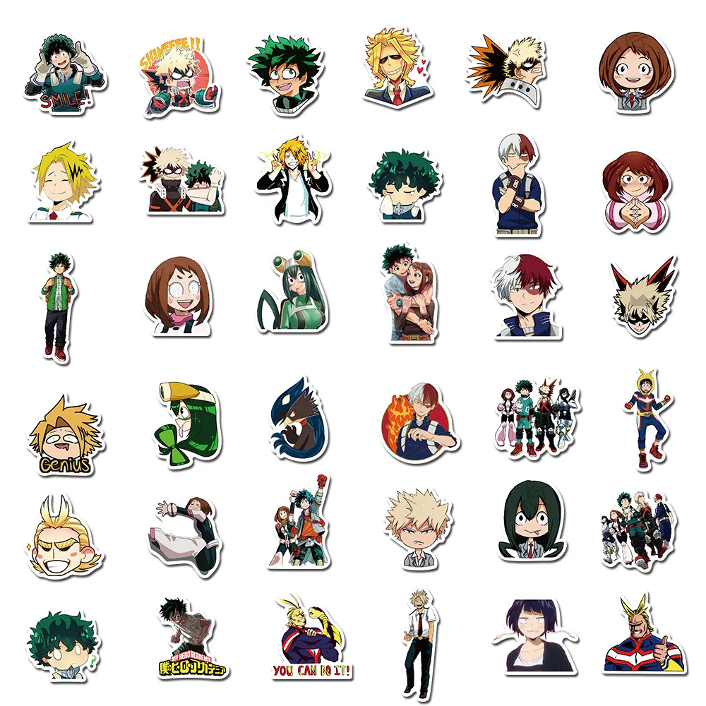 

100pcs My Hero Academia Sticker Anime Kawaii Stickers Midoriya All Might Bakugo Todoroki Mirio Shigaraki Scrapbooking Stationery