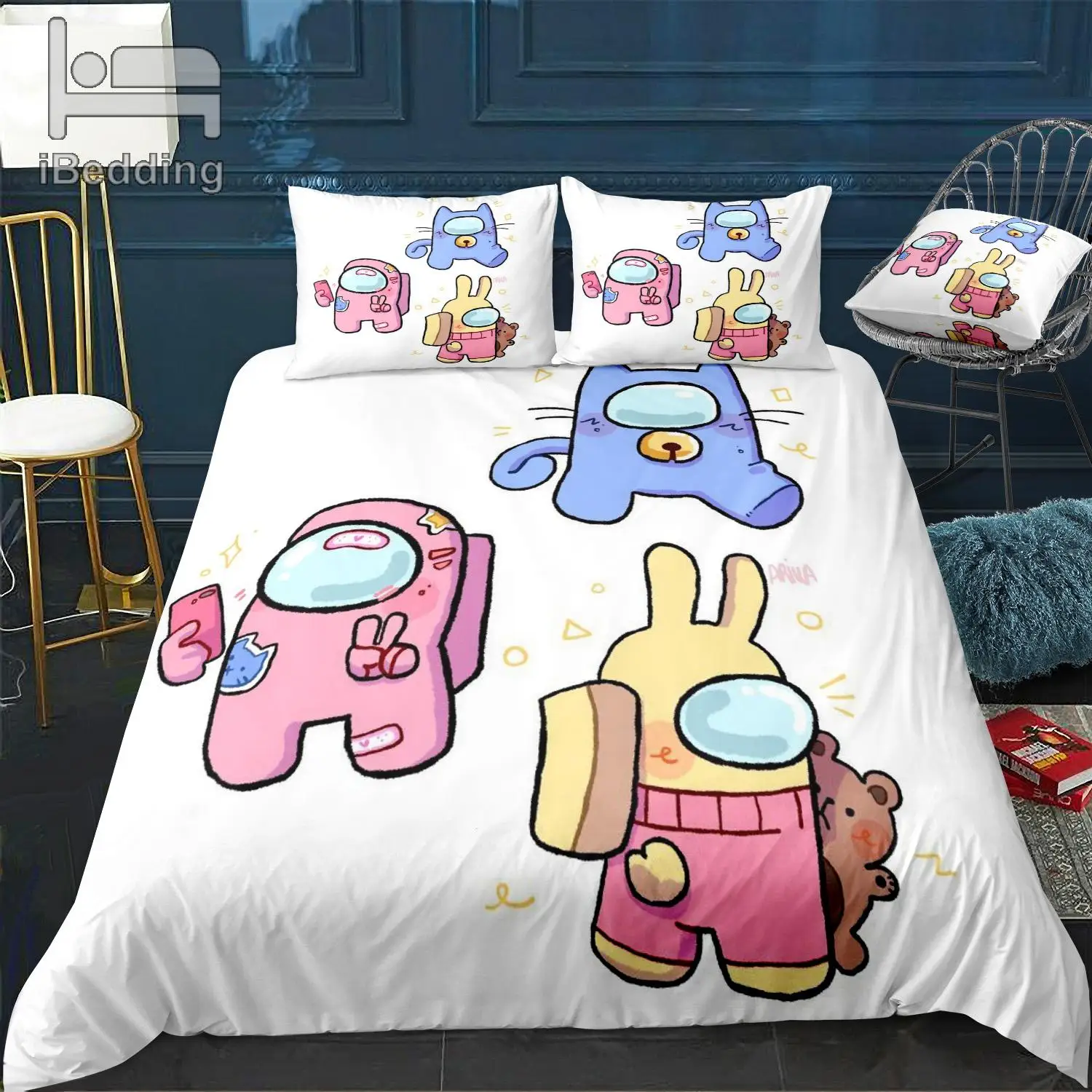 

3D Among Us Game Bedding Set Girls Quilt Cartoom Game Duvet Cover Set With Pillowcase For Home Bed Accpet Custom/Dropshipping