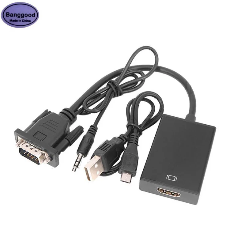 

VGA TO HDMI-compatible Adapter Cable Male To Famale Converter 1080P VGA Jack 3.5 AUX Cable USB Power For PC Laptop projector TV