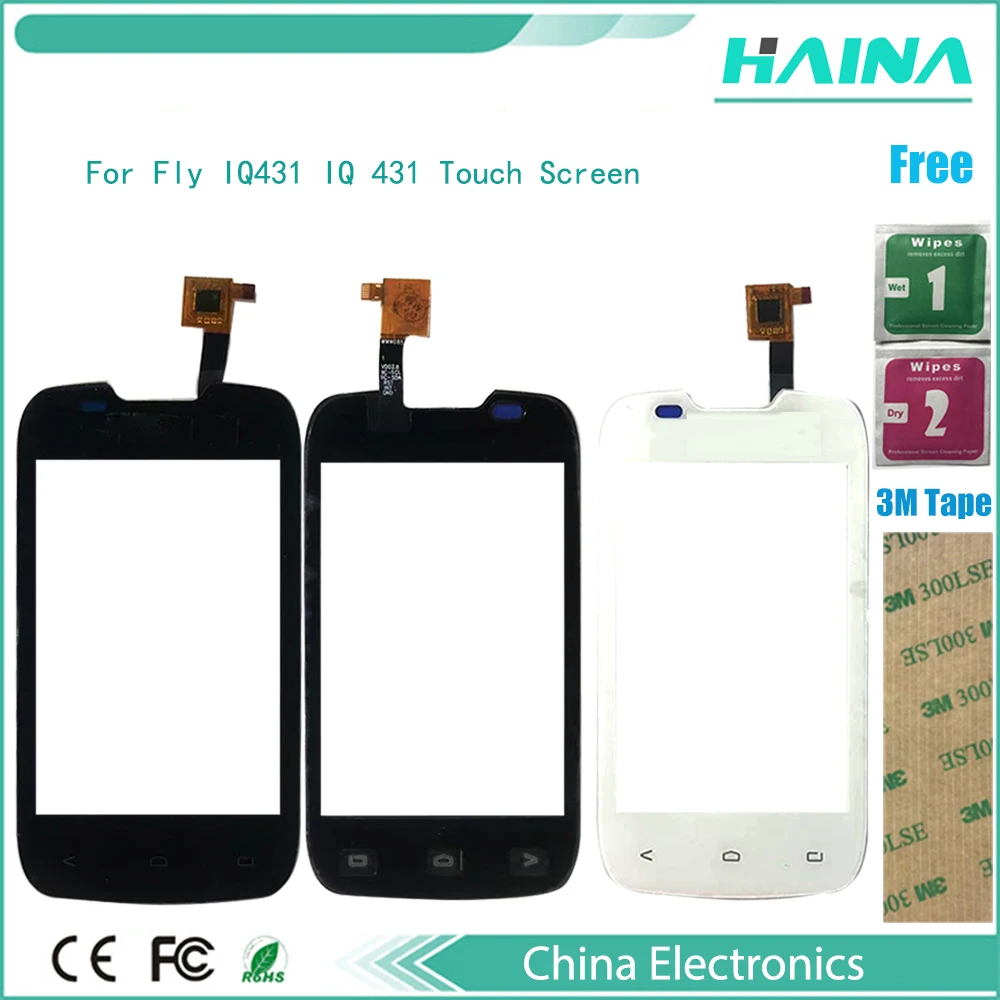 

3.5"touch For Fly IQ431 IQ 431 Touch Screen Digitizer Panel Flex Cable Front Glass Lens Sensor Repair Parts Tools Free Adhesive