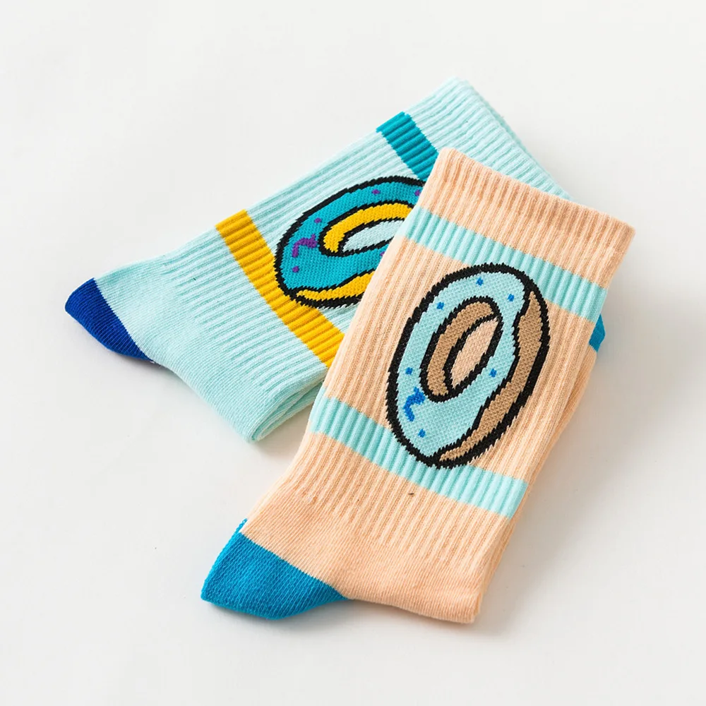 Новинка Разноцветные забавные носки с принтом в стиле Харадзюку мягкие теплые