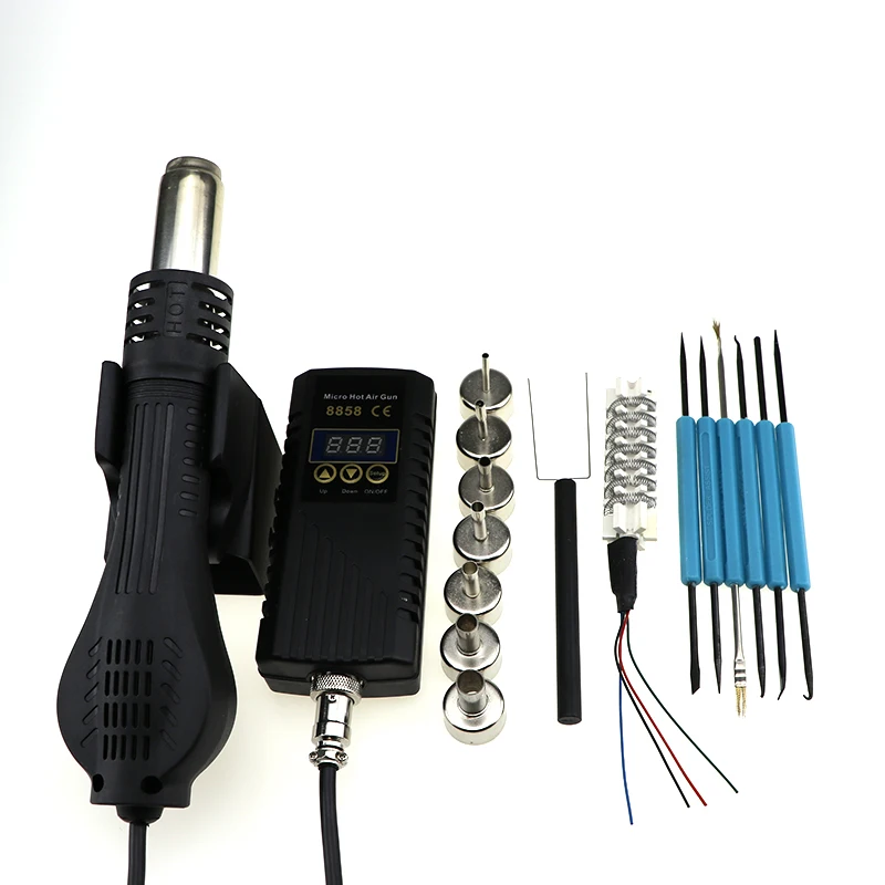 SET-4 Паяльная станция BGA 8858 портативная фена для горячего воздуха 220 В с вилкой ЕС ручная Тепловая пушка со сварочным паяльником Инструменты для ремонта - Цвет: SET-4