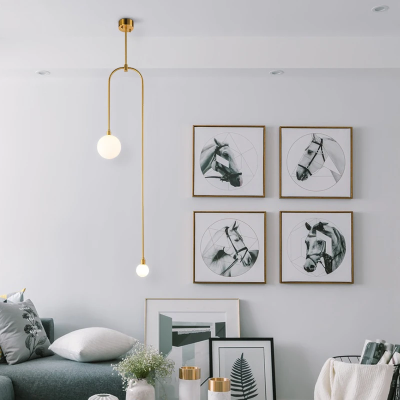 Скандинавские железные линии стеклянные пузыри люстра дизайнерский золотой