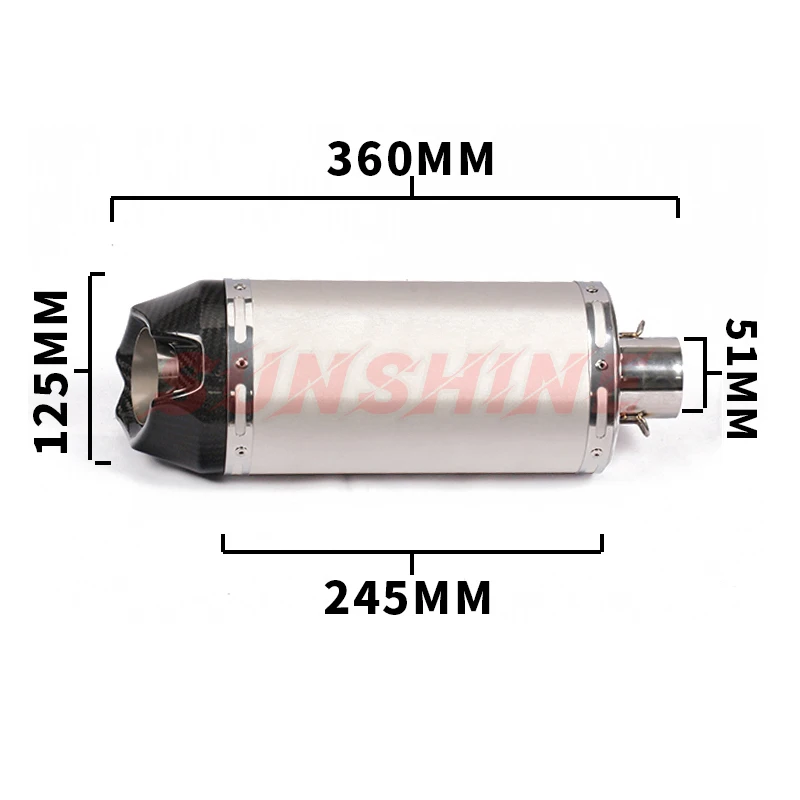 Универсальные выхлопные трубы для мотоцикла 51 мм MT09 GSXR750 ER6N RC390 Z400 Z800 R3 |