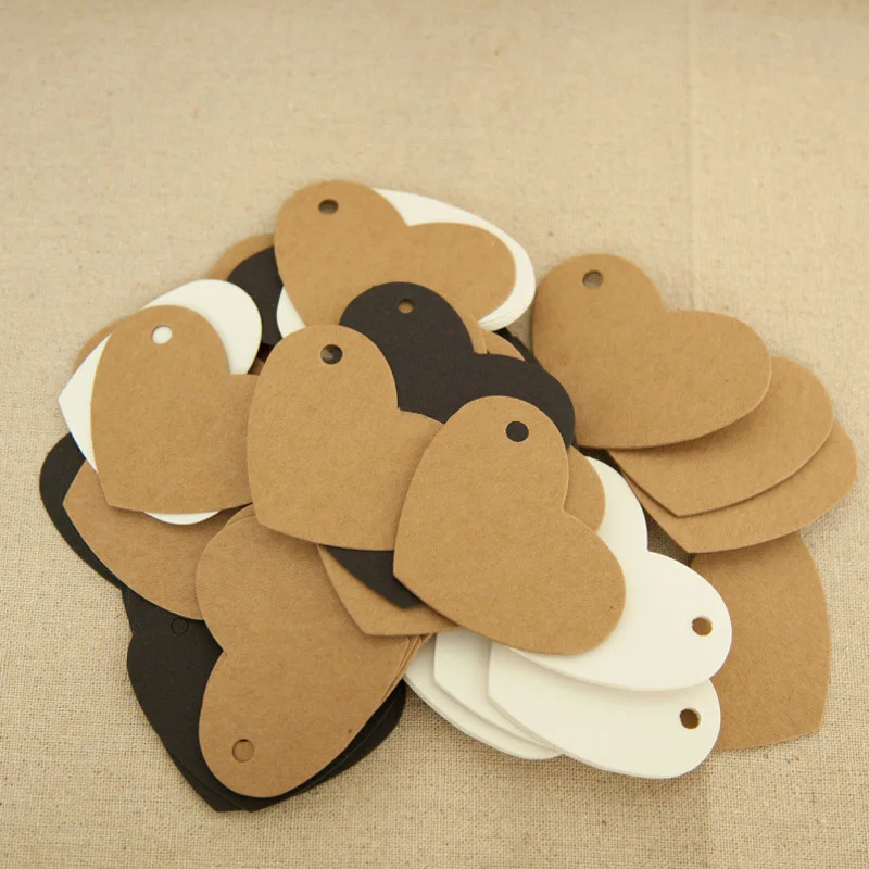 100 шт. подвески из крафт бумаги в форме сердца 6 5 х5 см|Украшения своими руками для
