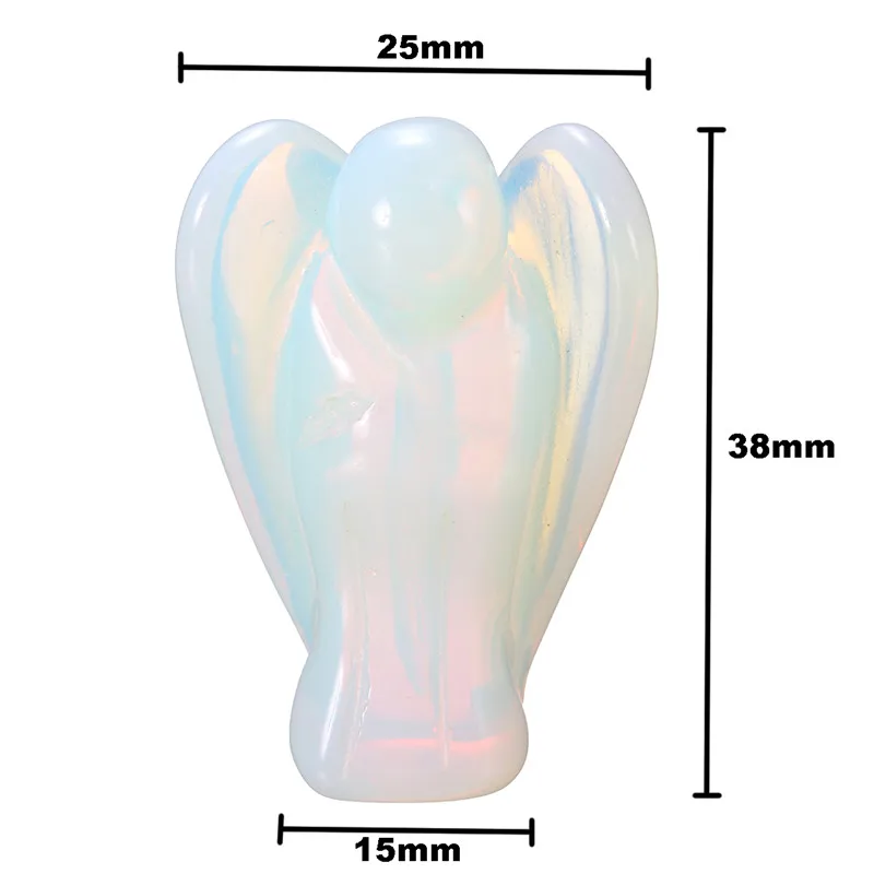 

Cute Angel Shape Opalite Crystal Stone Healing Reiki Energy Gemstone Pendant Figurine Gift For Home Decoration Craft Gift