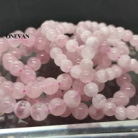 onevan natural aa madagascar pink rose quartz charm beads round stone diy bracelet necklace jewelry making gemstone design gift