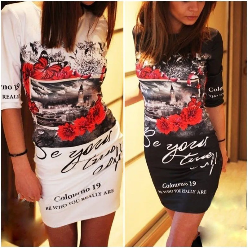 

Off Shoulder Sexy Dress Women Print Dress Long Sleeve 2019 Spring Summer Casual Cartoon Dresses Women O-Neck Mini Short Dress