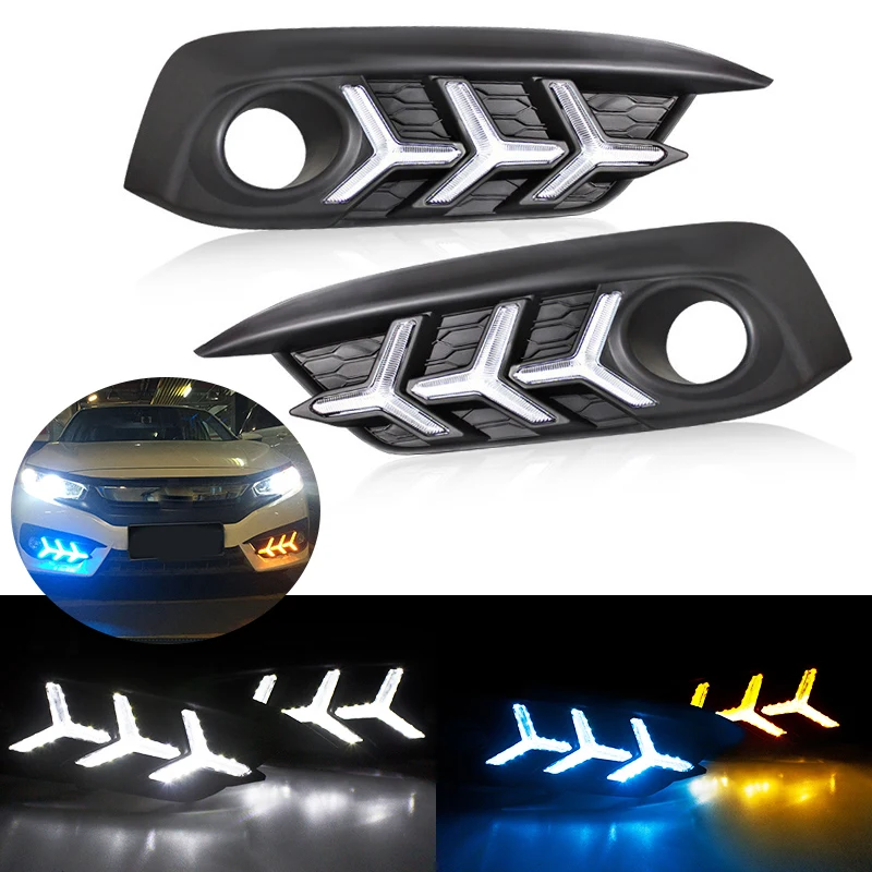 2 шт./компл. дневные ходовые огни DRL Противотуманные фары для Honda Civic 2016 2017 2018