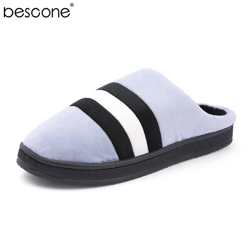 BESCONE/зимние мужские тапочки теплая хлопковая домашняя Нескользящая простая