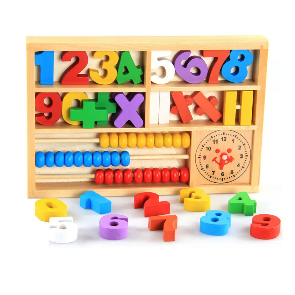 

Education Toys of Wooden Math Box 4-in-1 Abacus Colorful Learning Gift toys for children