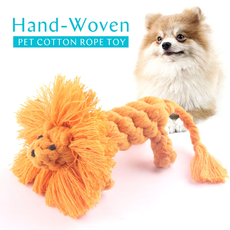 Жевательная игрушка в форме льва для собак Нетканая хлопковая веревка чистки