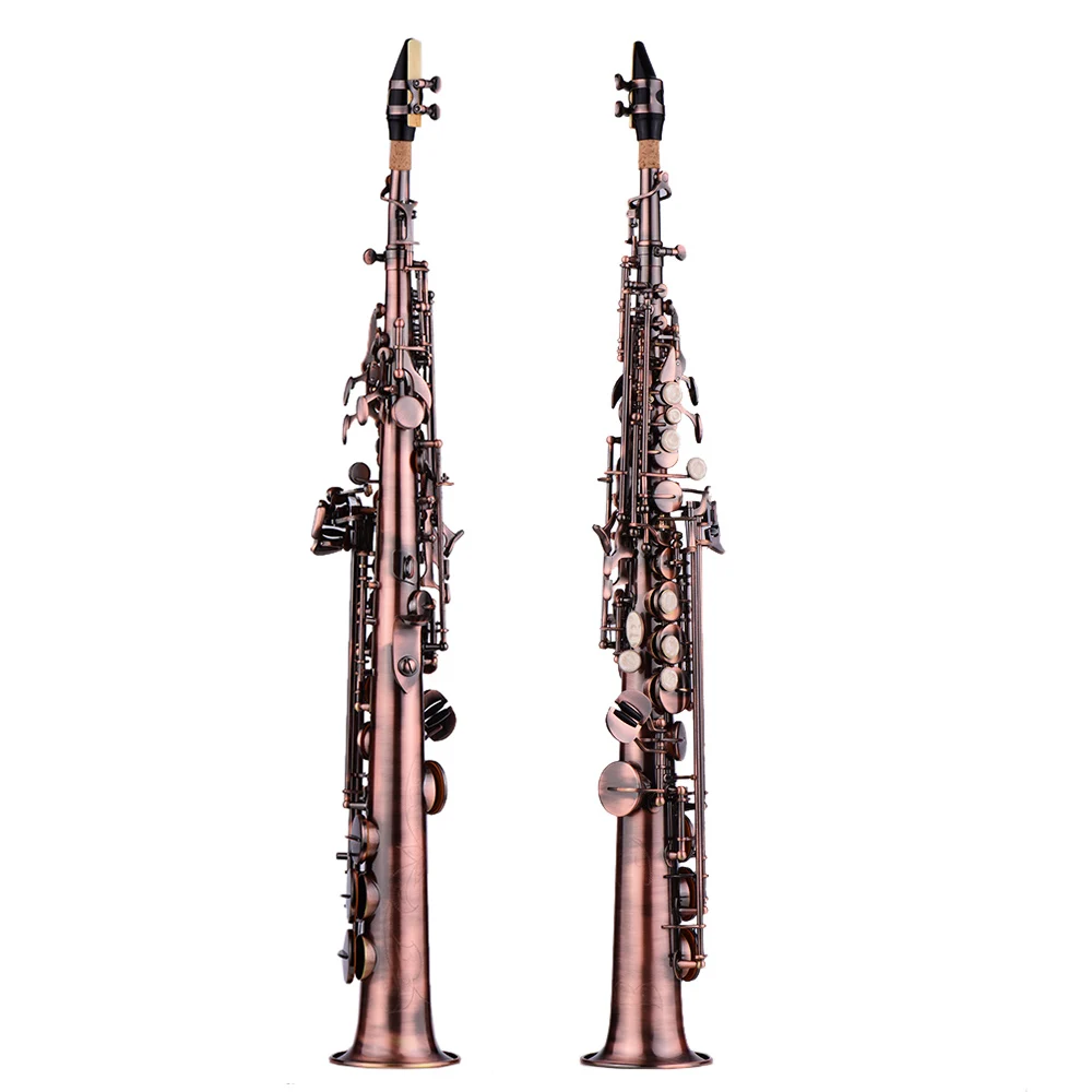 LADE WSS-899 Профессиональный Красный Бронзовый прямой Bb сопрано саксофон Sax Woodwind