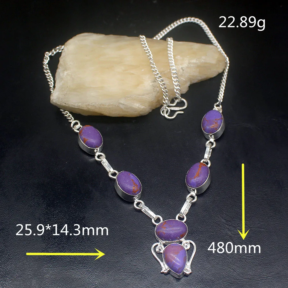 Gemstonefactory Jewelry Big Promotion 925 Silver Purple Sea Sediment Lovely Women Ladies Gifts Chain Necklace 48cm 202101567