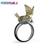 personality bird nestle ring great mother love birds nest ring two color electroplating women rings fashion daily wear jewelry