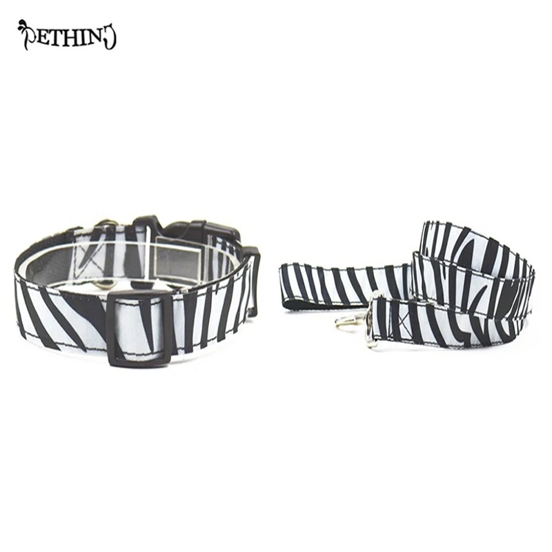 Нейлоновые зебры Стиль щенка собаки ошейник и поводок Регулируемый для питомцев