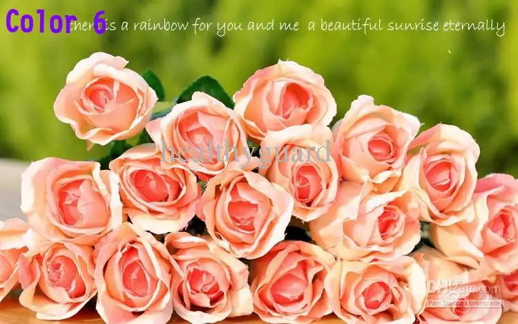 

50CM length Artificial Rose Silk Craft Flowers Real Touch Flowers For Wedding Christmas Room Decoration 5 Color Cheap Sale