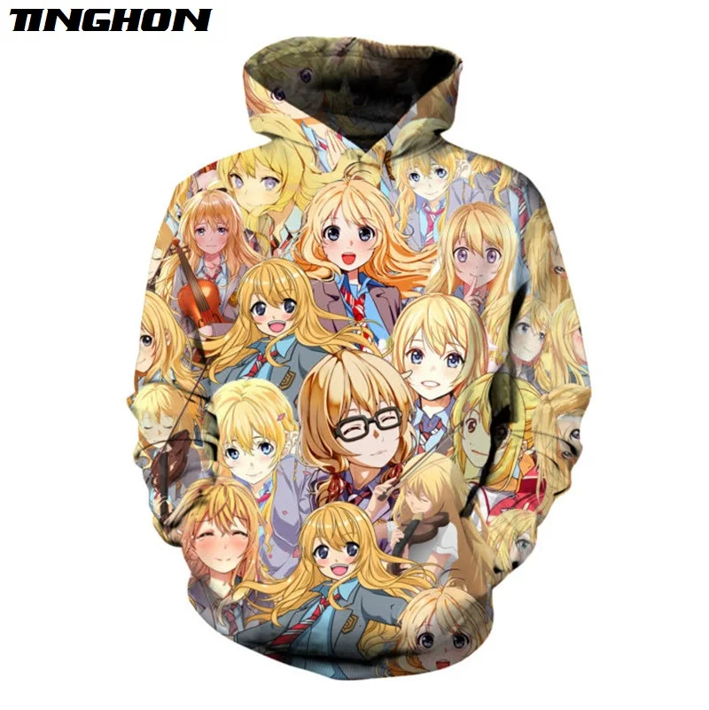 Аниме-Толстовка Стильный пуловер с 3d принтом для девочек в стиле панк унисекс